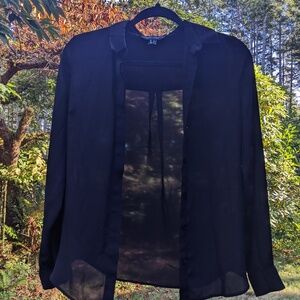 New Look Semi-Sheer Black Button-Up Top Size 0